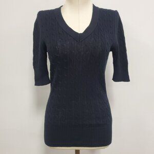 Merona Womens Y2K Cable Knit Short Sleeve Sweater Size S Preppy Tennis Prep